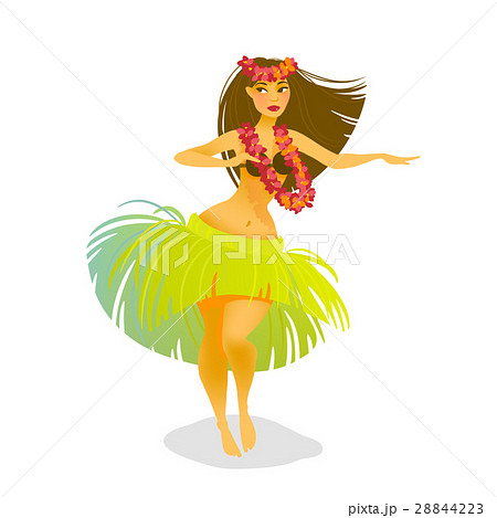 Illustration of a Hawaiian hula dancer woman 28844223