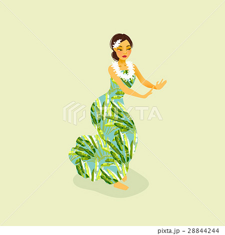 Illustration of a Hawaiian hula dancer woman 28844244