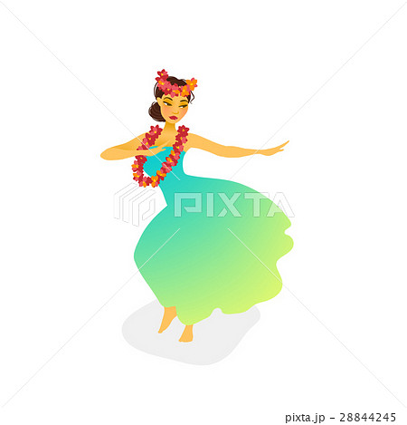 Illustration Of A Hawaiian Hula Dancer Womanのイラスト素材