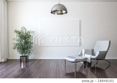 White canvas on the wall in the living room.  28848101