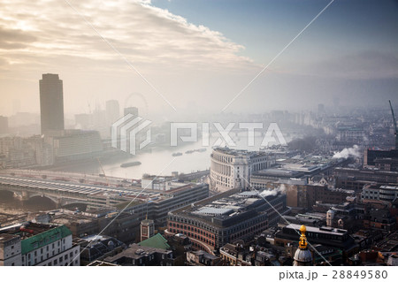 rooftop view over London on a foggy day 28849580