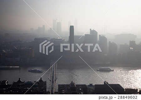 rooftop view over London on a foggy day 28849602