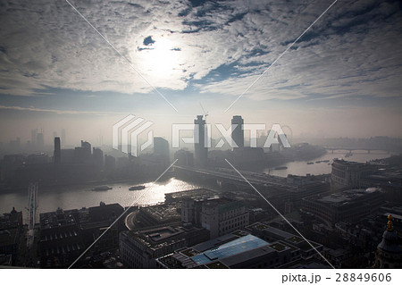 rooftop view over London on a foggy day 28849606