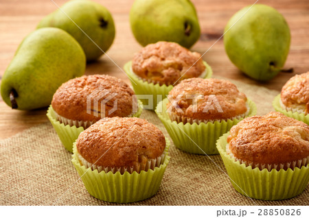 Sweet muffins with pears, ginger and cinnamon. Sweet muffins with pears, ginger and cinnamon. 28850826
