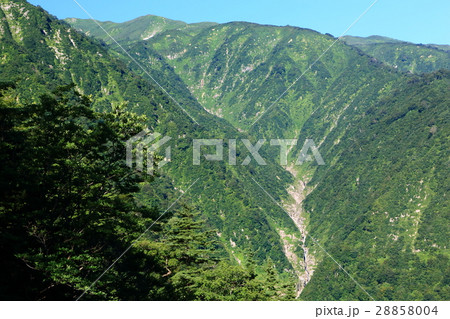 飯豊連峰・梶川尾根の登りから見る丸森尾根と稜線 飯豊連峰・梶川尾根の登りから見る丸森尾根と稜線 28858004