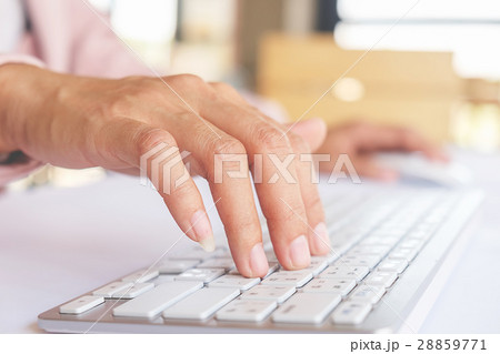 business woman use on-line via laptop computer for business woman use on-line via laptop computer for 28859771