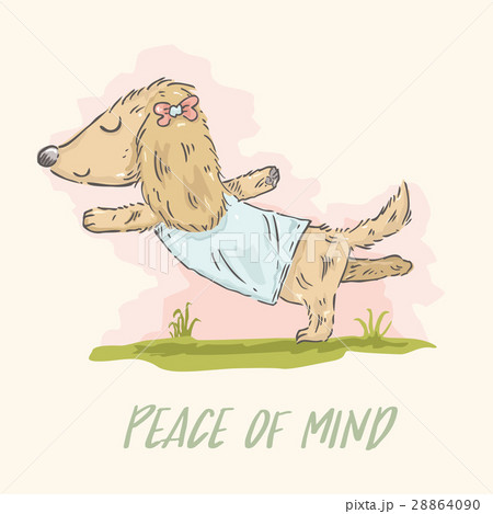 Cute Cartoon Dachshund Doing Yoga のイラスト素材