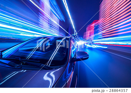 night city drive by car 28864357