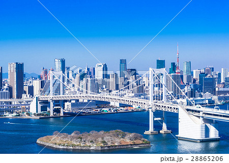東京ベイエリア　東京タワーとレインボーブリッジ 28865206