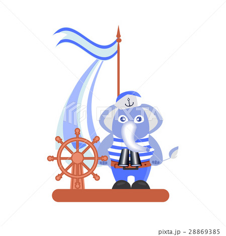 Elephant on the ship on a white background 28869385