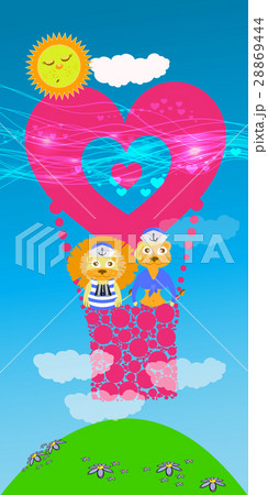 lion and lioness on a pink balloon 28869444