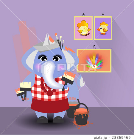 elephant paints the wall 28869469