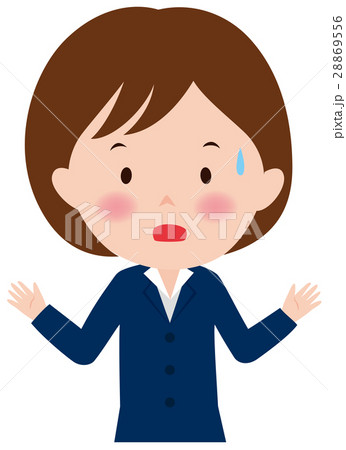 ビジネスウーマン 慌てる 焦る 驚くのイラスト素材