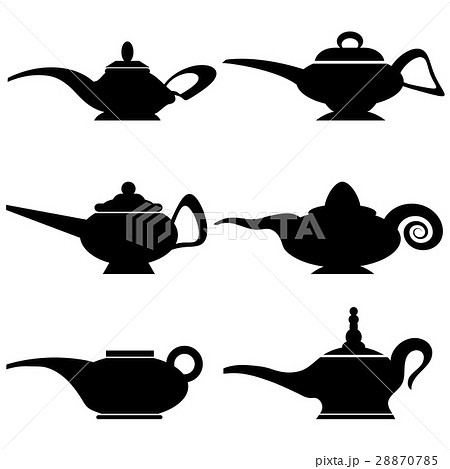 Set Of Different Asian Lamp Silhouettesのイラスト素材