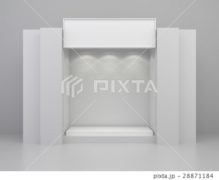 Front view of empty clean showcase Front view of empty clean showcase 28871184