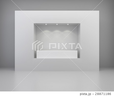 Front view of shop exterior design with pedestal 28871186