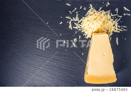 top view of tasty fresh yellow big  piece parm 28875065