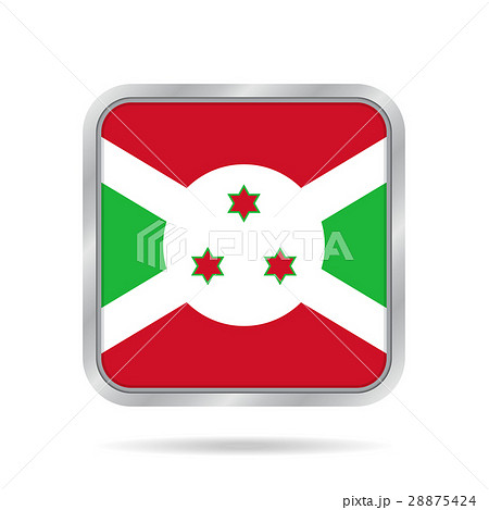 flag of Burundi, shiny metallic gray square button