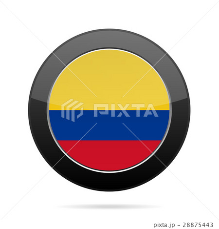 Flag of Colombia. Shiny black round button.