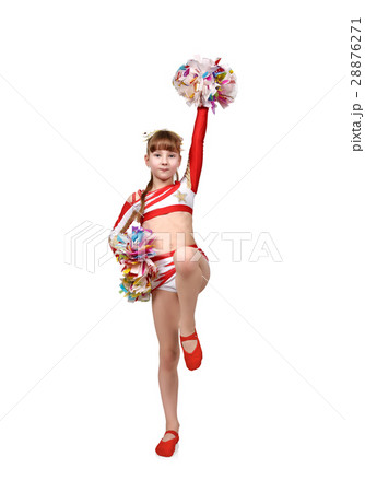 cheerleader girl with pompoms dances cheerleader girl with pompoms dances 28876271