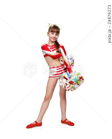 cheerleader girl with two pompoms cheerleader girl with two pompoms 28876273