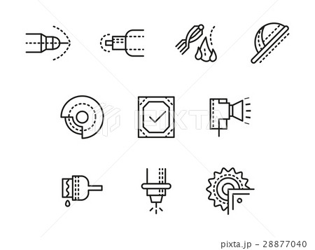 Metalworking Equipment Black Line Vector Icons Setのイラスト素材 Metalworking Equipment Black Line Vector Icons Setのイラスト素材