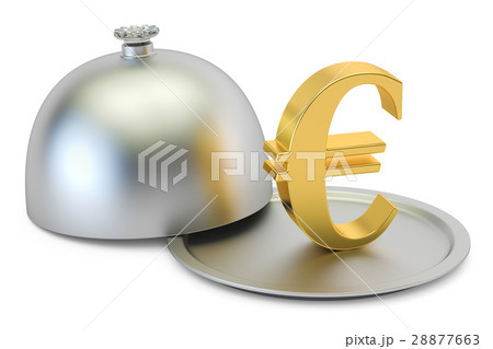 Restaurant cloche with gold euro symbol Restaurant cloche with gold euro symbol 28877663