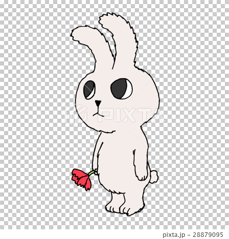 A rabbit with red flowers 28879095