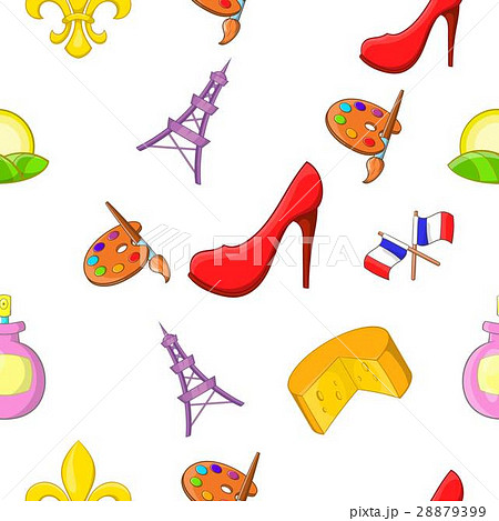 Stay in France pattern, cartoon style 28879399