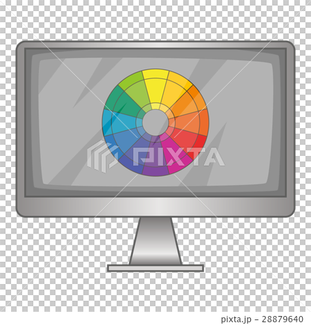 Computer monitor with color spectrum icon 28879640