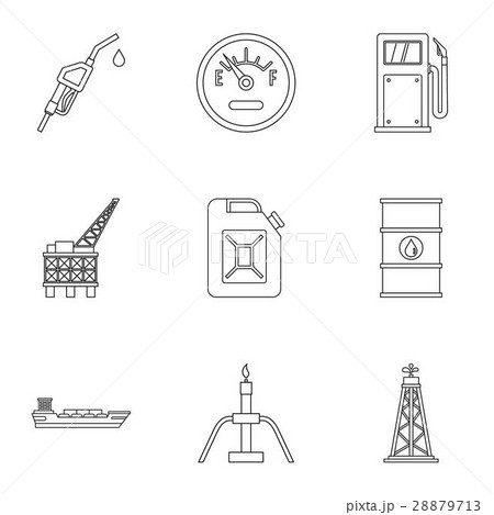 Gasoline icons set, outline style 28879713