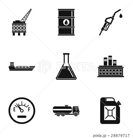 Gasoline icons set, simple style Gasoline icons set, simple style 28879717