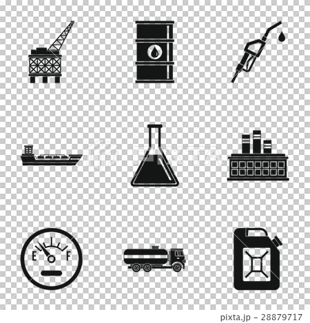 Gasoline icons set, simple style Gasoline icons set, simple style 28879717