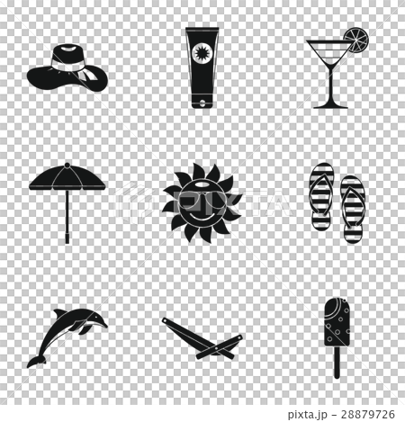 Journey to sea icons set, simple style 28879726