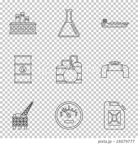 Fuel icons set, outline style Fuel icons set, outline style 28879777