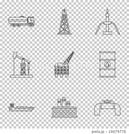 Oil production icons set, outline style Oil production icons set, outline style 28879778
