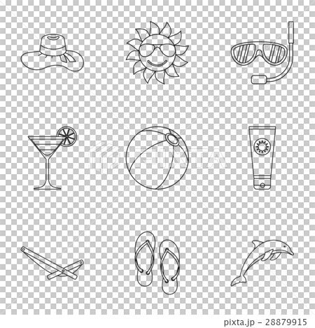 Tourism at sea icons set, outline style Tourism at sea icons set, outline style 28879915
