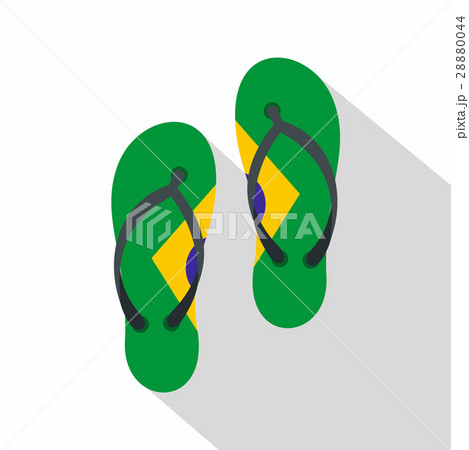 Flip flops in Brazil flag colors icon, flat style 28880044