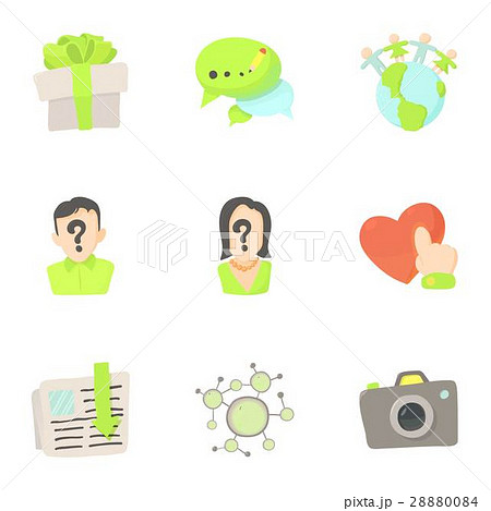 online interaction icons set cartoon styleのイラスト素材 28880084