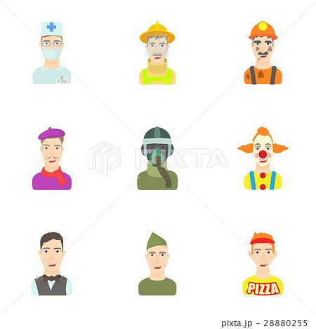 Profession icons set, cartoon style 28880255