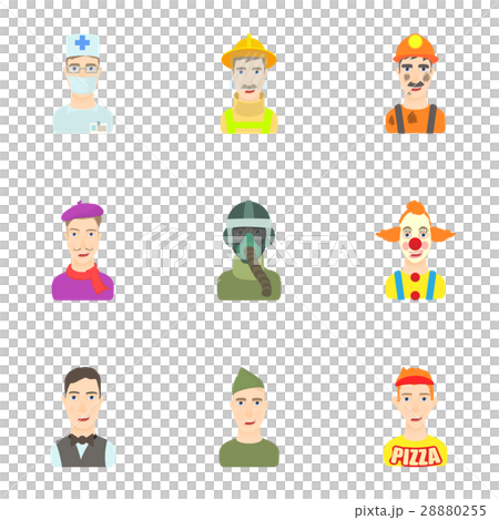 Profession icons set, cartoon style 28880255