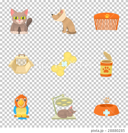 Veterinary icons set, cartoon style Veterinary icons set, cartoon style 28880285