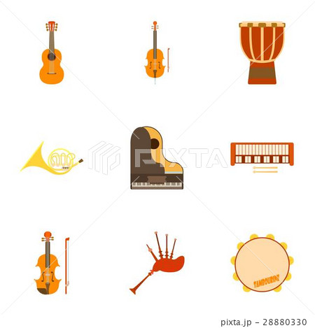 Tools for music icons set, flat style 28880330