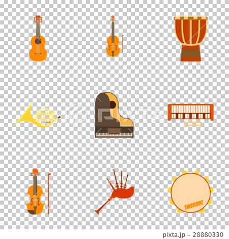 Tools for music icons set, flat style 28880330