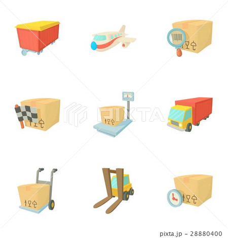 Transportation icons set, cartoon style 28880400