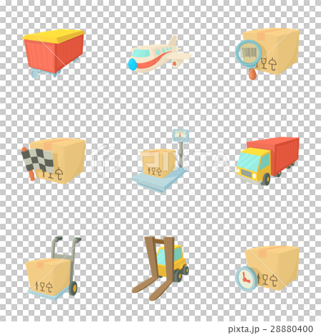 Transportation icons set, cartoon style 28880400