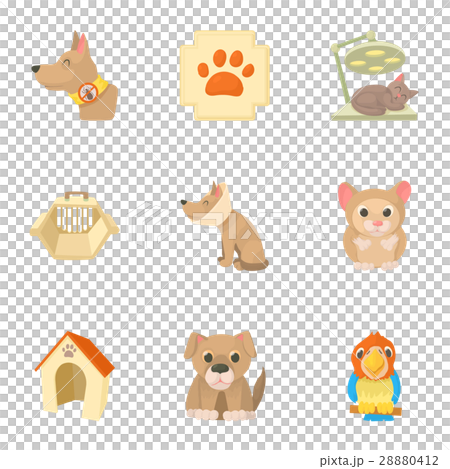 Treatment of animals icons set, cartoon style Treatment of animals icons set, cartoon style 28880412