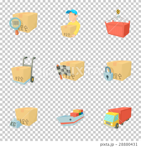 Shipping icons set, cartoon style Shipping icons set, cartoon style 28880431