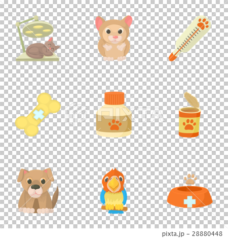 Veterinarian icons set, cartoon style Veterinarian icons set, cartoon style 28880448