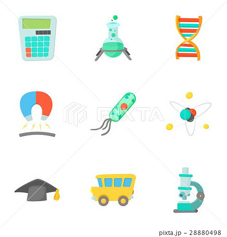 Schooling icons set, cartoon style Schooling icons set, cartoon style 28880498